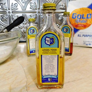 Three Vintage Bottles of Flavoring-Retro Kitchen Decor-Marion Kay Lemon Extract Angel Food & Cocoanut image 2