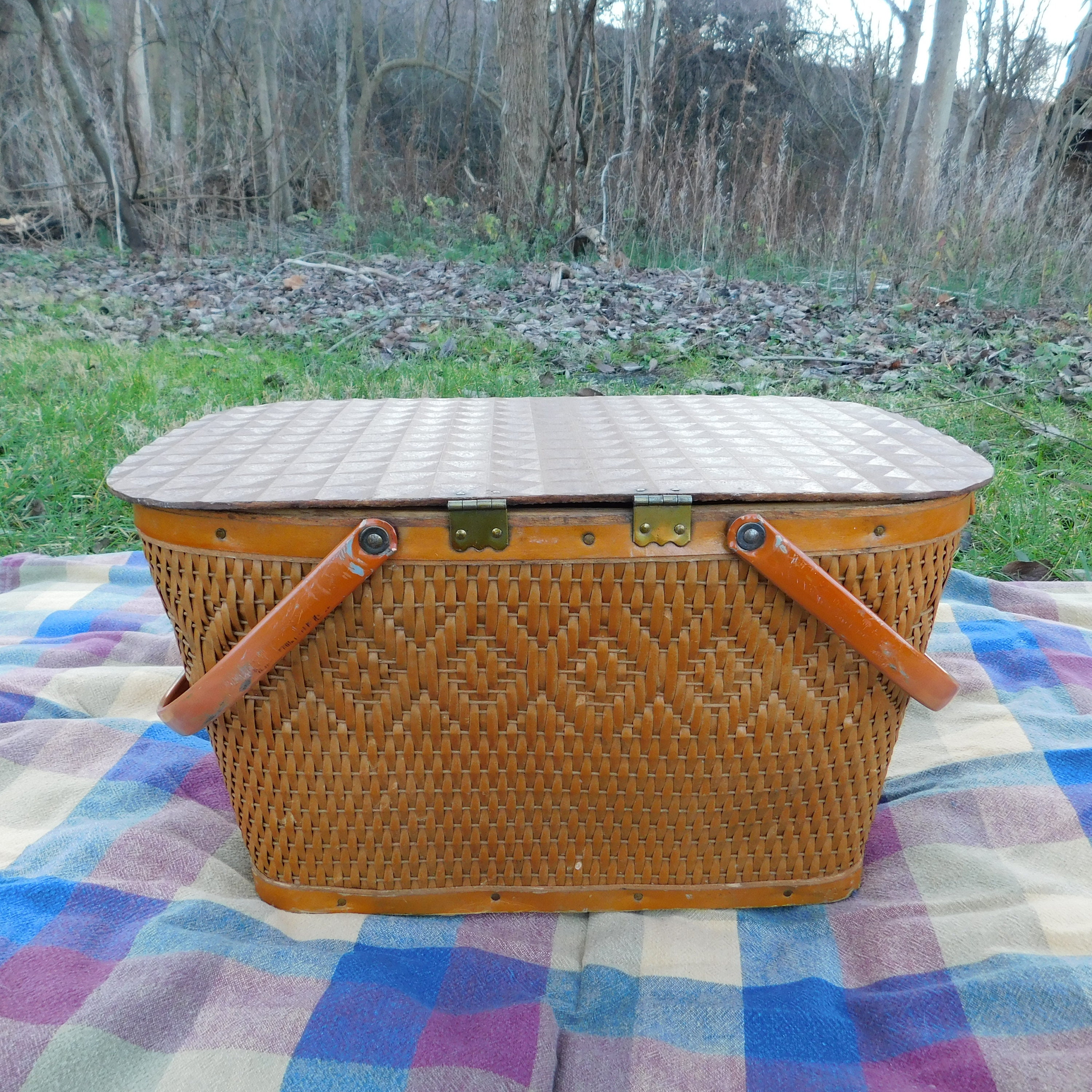 Vintage Red Man Picnic BasketFarmhouse Storage Basket w/ Etsy