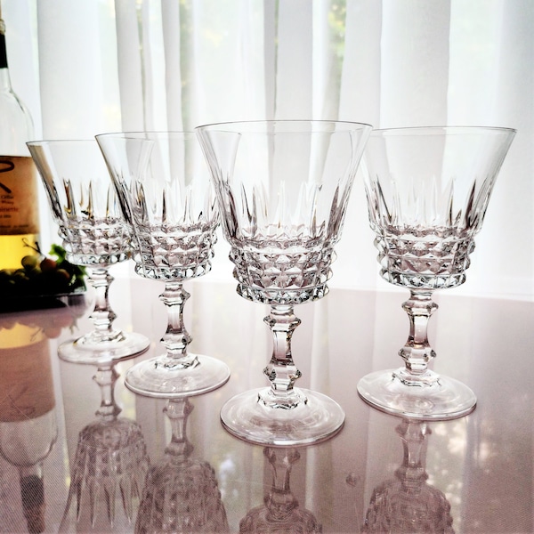 4 Vintage Tuilleries Villandry French Crystal Water/Wine Glasses 8 oz by Cristal D'Arques Durand