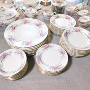 77-Piece Vintage Royal Embassy China Dinnerware Set-Saratoga Rose