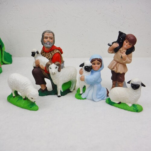 Large Ceramic Nativity Set-20 Piece-Vintage Mary-Joseph-Jesus-Three Wise Men-Animals shops & Shepard