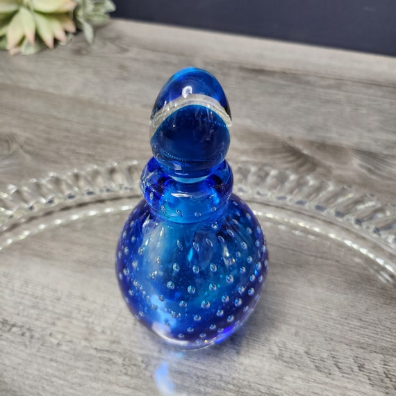 Vintage Hand Blown Perfume Bottle-Blue Murano Art… - image 7