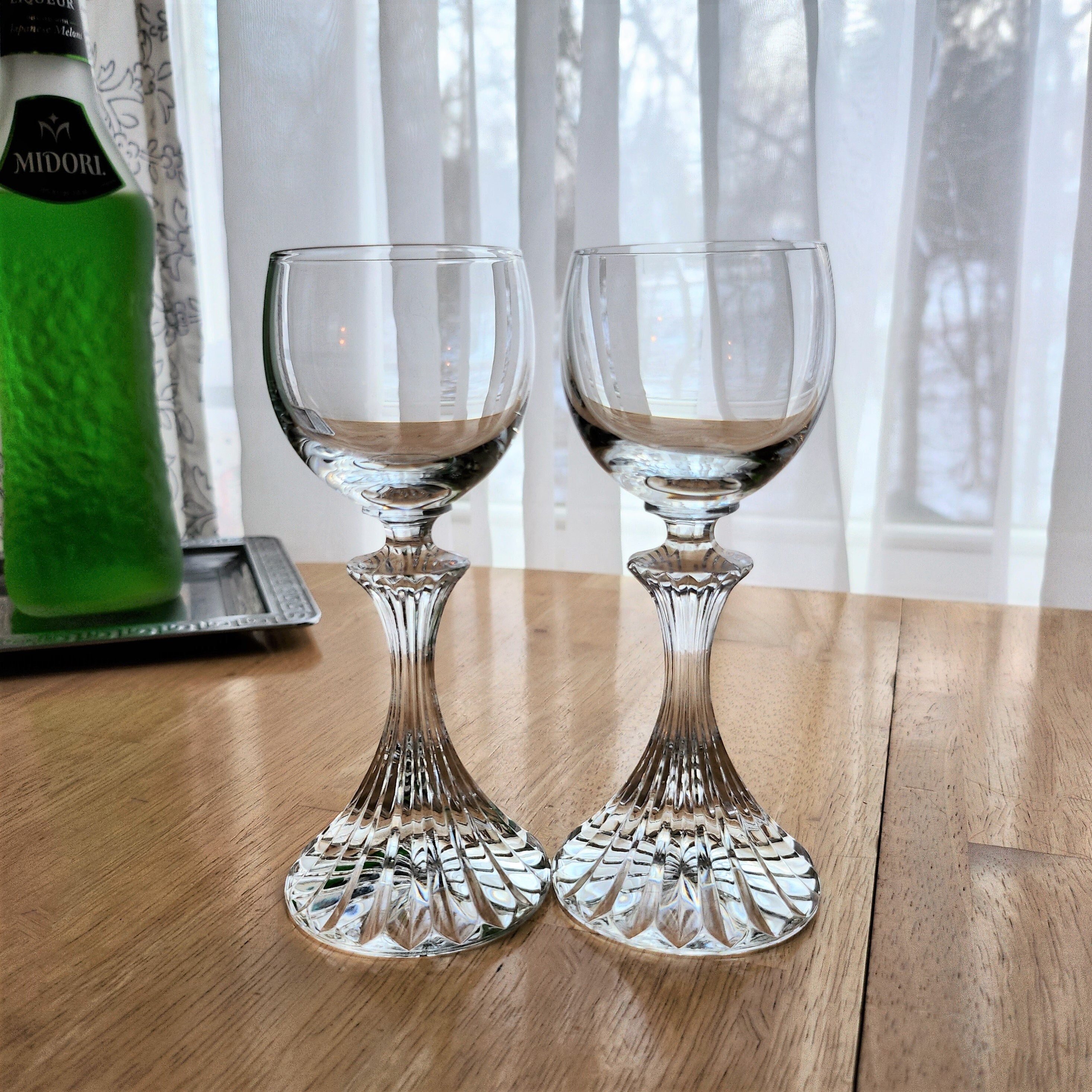 6 Vintage CRYSTAL Wine Glasses, Mikasa ~ The Ritz ~ 1980's, 8 oz