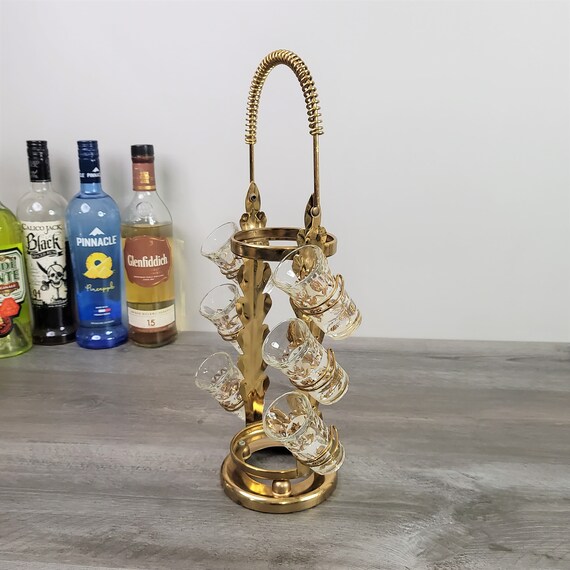 Midcentury Liquor Bottle & Shot Glass Caddy/holdervintage Etsy