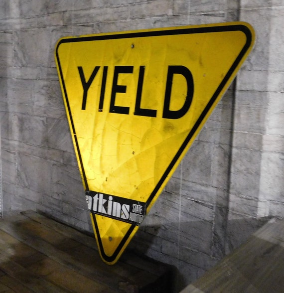 Vintage Yield Sign Authentic Traffic Road Sign In Reflective Etsy