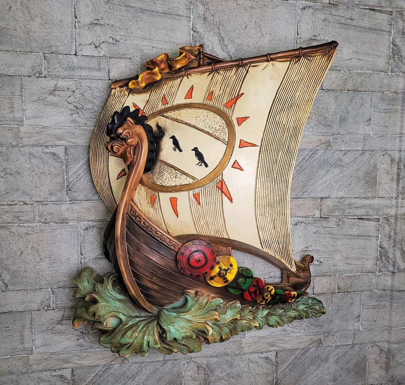 Vintage LARGE 3 D Viking Ship Wall Hanging by Universal Etsy