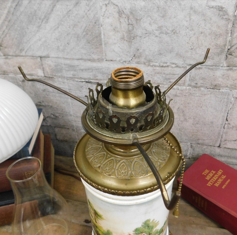 Antique Victorian Oil Lamp Converted to Electricornate Brass Etsy