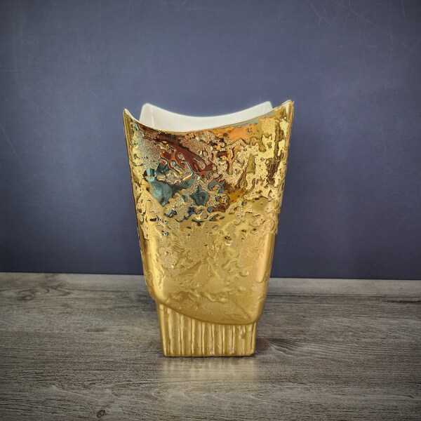 Square Gold Vase Etsy