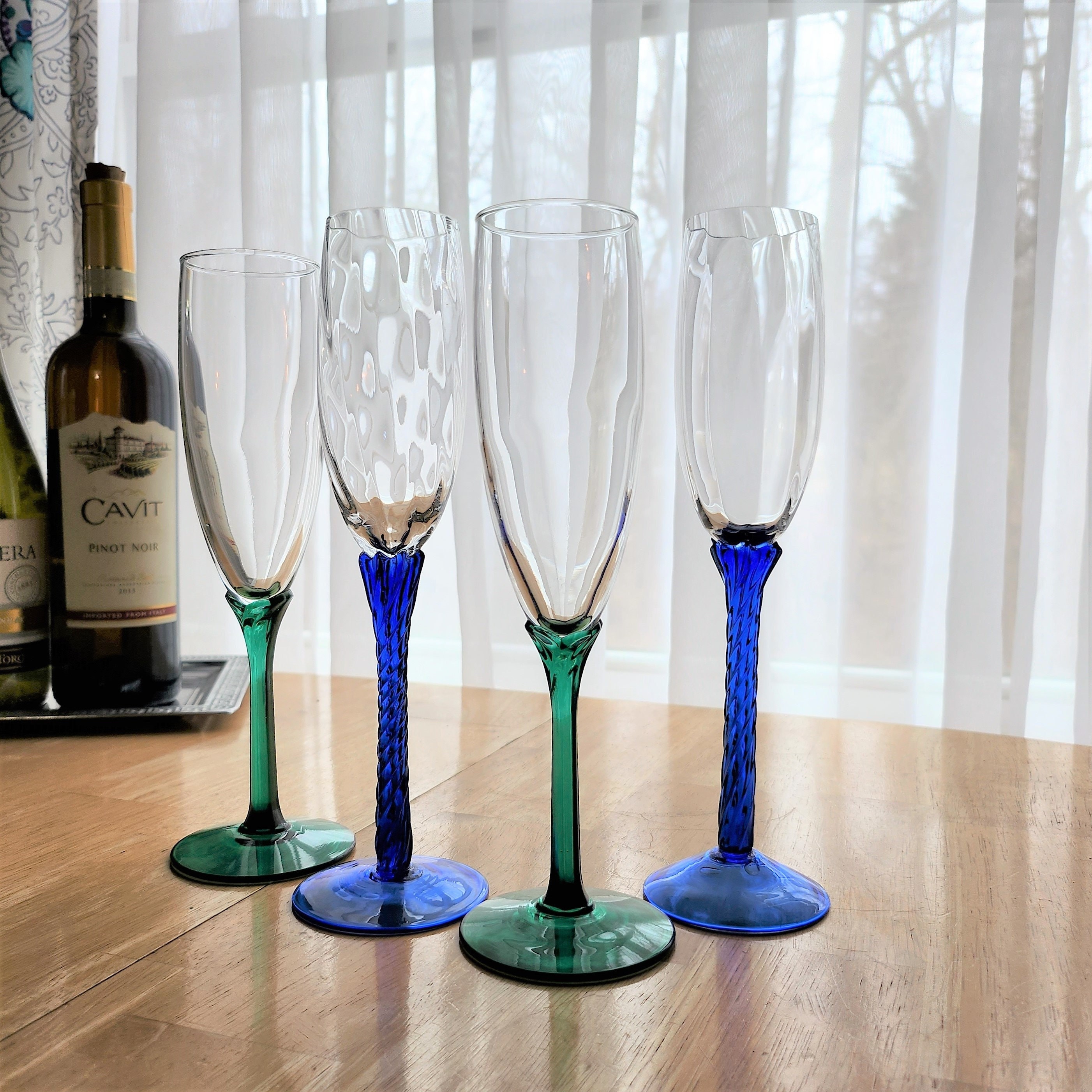 Trix Wine Glasses, Set of 2, Platinum and Gold