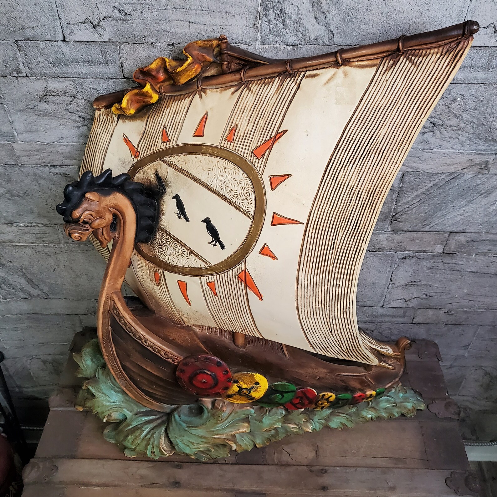 Vintage LARGE 3 D Viking Ship Wall Hanging by Universal Etsy