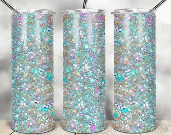 20 or 30oz Skinny Tumbler, holographic, shinny, Sublimation, Skinny, Straight, Lid with Straw, Double Walled
