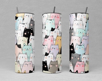 20 or 30oz Skinny Tumbler, cat Mom, cute cats, cat, Paw Print, Skinny, Straight, Lid with Straw, Double Walled