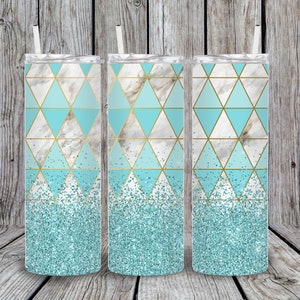 Blue Gold Abstract Skinny Tumbler, Sublimation, 20/30oz
