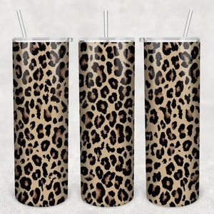 20 or 30oz Skinny Tumbler, Leopard, Leopard print, pink, brown, Sublimation, Skinny, Straight, Lid with Straw, Double Walled