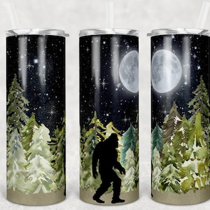 20 or 30oz Skinny Tumbler | Galaxy |  Bigfoot | Sasquach | Silhouette | Sublimation | Skinny | Straight | Lid with Straw | Double Walled