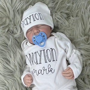 Baby Boy COMING HOME Outfit - Newborn Baby Boy Outfit, Blue Personalized Baby Bodysuit Outfit , Take Home Outfit Newborn Baby Boy Outfit