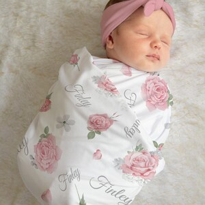 Personalized Floral Baby Blanket Baby Girl Coming Home Outfit Pink