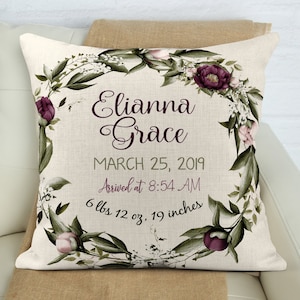 Personalized Pillow for Baby, Birth Announcement Pillow, New Baby Gift, Mother&#39;s Day Gift, Personalized Pillow Nursery, Gift for New Mom