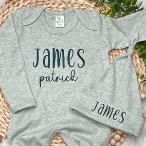 Personalized Baby boy Outfit | Sage Bubble Romper | Newborn Boy Gift | Gender Neutral coming home outfit | Custom Baby Footie | Monogrammed