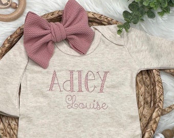 Baby girl coming home outfit monogrammed coming home outfit girls coming home outfit for newborn girl romper Personalized baby shower gift