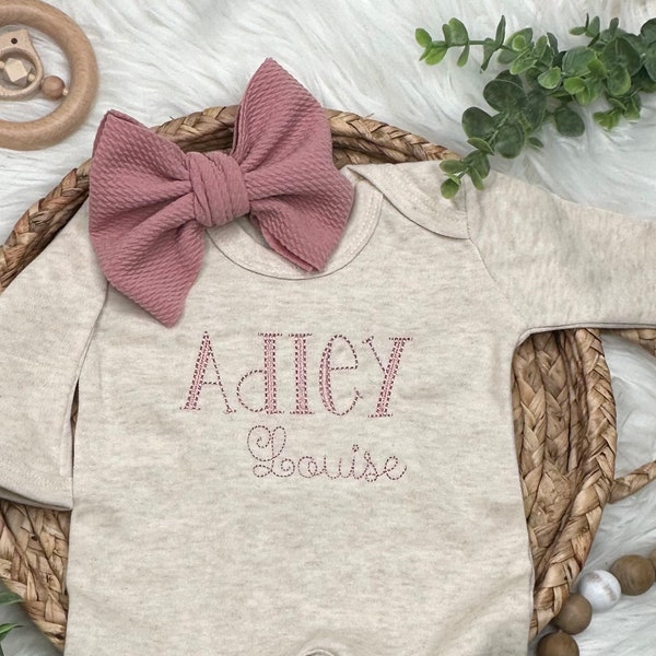 Baby girl coming home outfit monogrammed coming home outfit girls coming home outfit for newborn girl romper Personalized baby shower gift