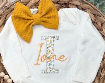 Personalized Wildflower Baby Girl Outfit | Custom Baby Girl Gown and Bow | Girl Coming Home Outfit | Baby Shower Gift | Sleeper with footie