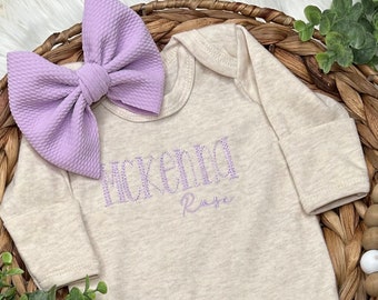 Baby girl coming home outfit monogrammed coming home outfit girls coming home outfit for newborn girl romper Personalized baby shower gift