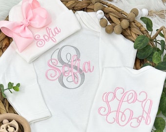 Baby Girl Coming Home OUTFIT, Personalized Baby Take Home Outfit, Pink Personalized Baby Outfit, Personalized Newborn