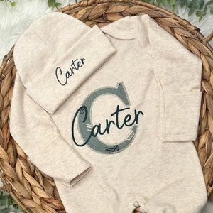 Baby boy coming home outfit monogrammed coming home outfit boys coming home outfit for newborn boy romper Personalized baby shower gift