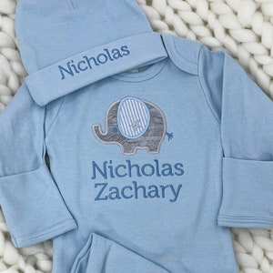 Personalized Gown Baby Boy COMING HOME Outfit Baby Shower Gift Baby Gown Take Home Outfit Newborn Baby Boy Outfit  Monogram Baby Outfit