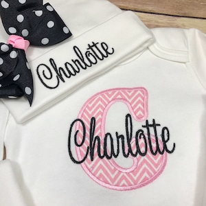 Baby Girl Coming Home OUTFIT, Personalized Baby Take Home Outfit, Pink Personalized Baby Outfit, Personalized Newborn
