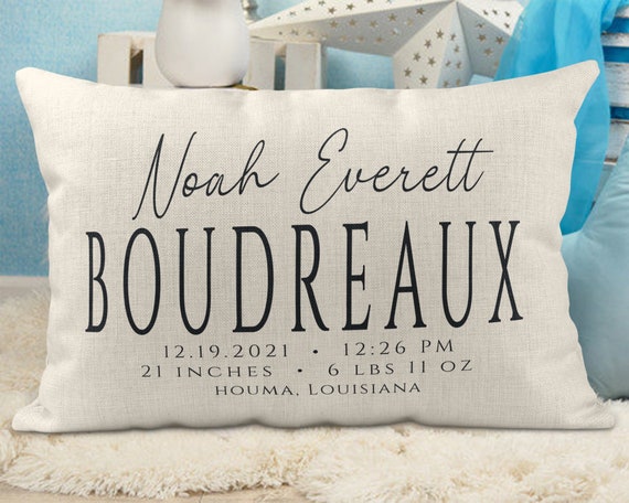 Birth Announcement Pillow Birth Stat Pillow for Boy Personalized Nursery Pillow Pillow for Baby Boy New Baby Gift Personalized Boy Pillow Etsy UK