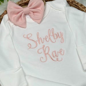 Baby Girl Coming Home Outfit | Pink Monogrammed Romper | Personalized Baby Gift | Monogrammed Infant Sleeper | Newborn Outfit for Pictures