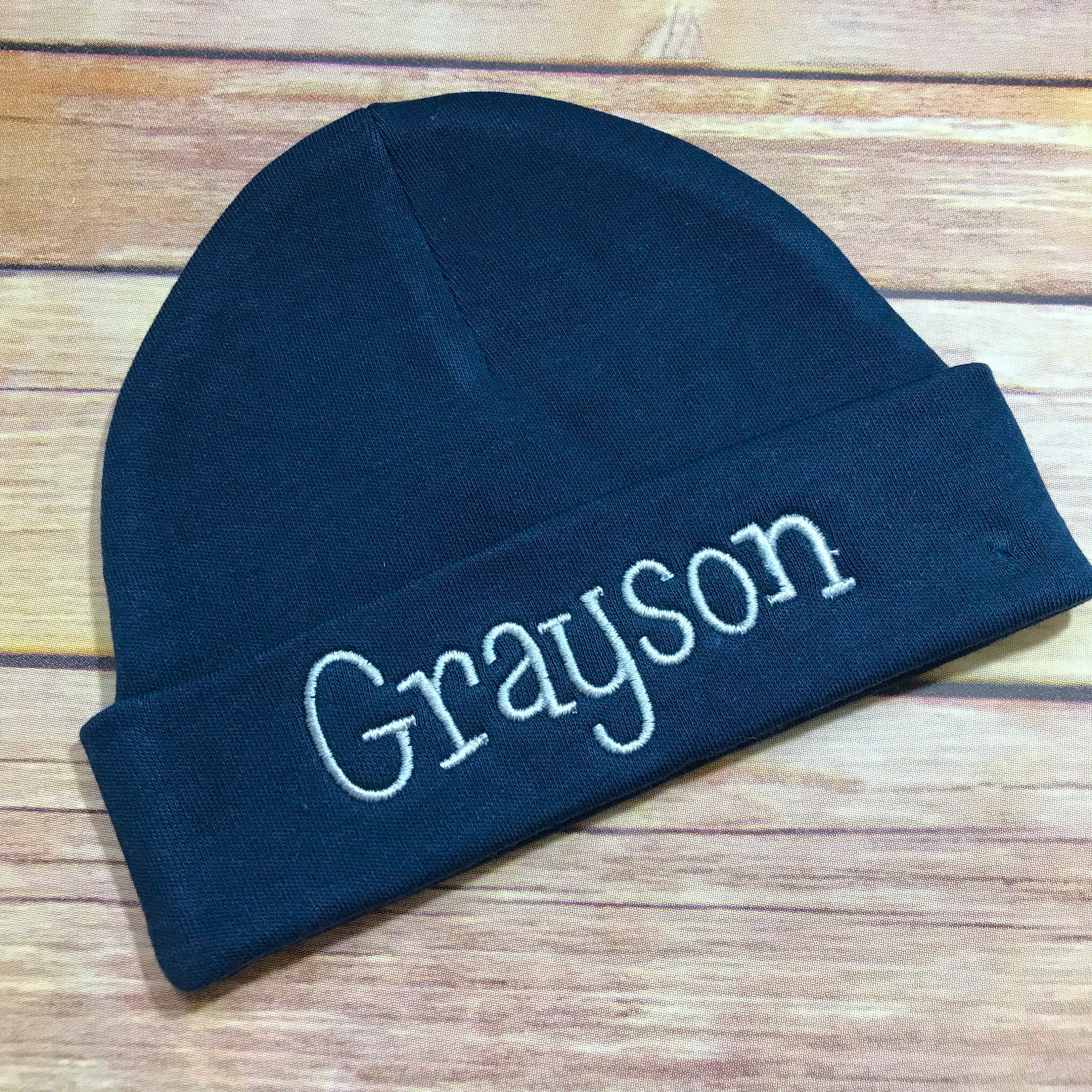 Personalized Baby Navy Beanie Hat 