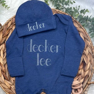 Newborn Boy Clothes Newborn Boy Coming Home Outfit Baby Boy Gift Newborn Boy Outfit Monogrammed Baby Boy Outfit Newborn Hat Newborn Gift