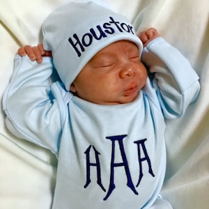 Personalized Baby Boy COMING HOME Outfit Monogram Baby Outfit Baby Shower Baby Gown Personalized Baby Boy Take Home Outfit Newborn Outfit