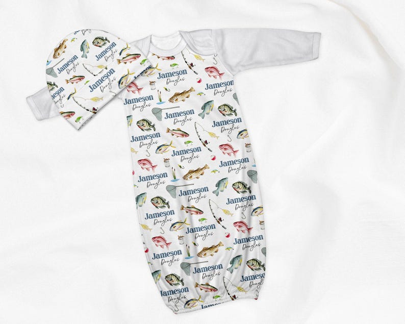 Personalized Minky Fishing Blanket for Baby Boy | Custom Name Nursery Swaddle image 6