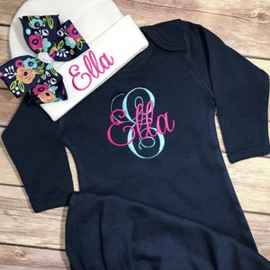 Personalized Baby Gown Baby Girl COMING HOME Outfit Baby Shower Gift Baby Gown Take Home Outfit Newborn Baby Girl Outfit  Monogram Baby