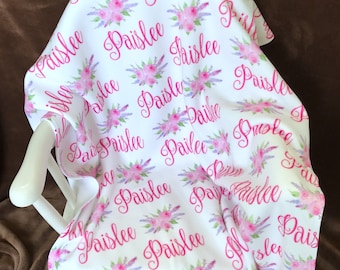 Custom Swaddle Blanket Personalized Baby Girl Blanket, Personalized Baby Girl Swaddle Personalized, Baby Name Blanket Girl Swaddle for Baby