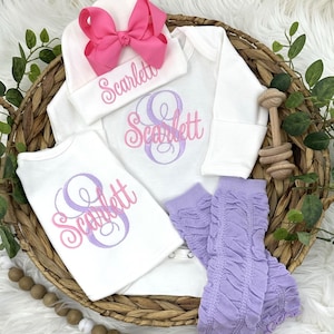 Personalized Baby Coming Home Outfit GIRL Baby Girl Clothes Infant Girl Clothes Baby Girl Gift  Baby Girl Outfit Baby Girl Leg Warmers