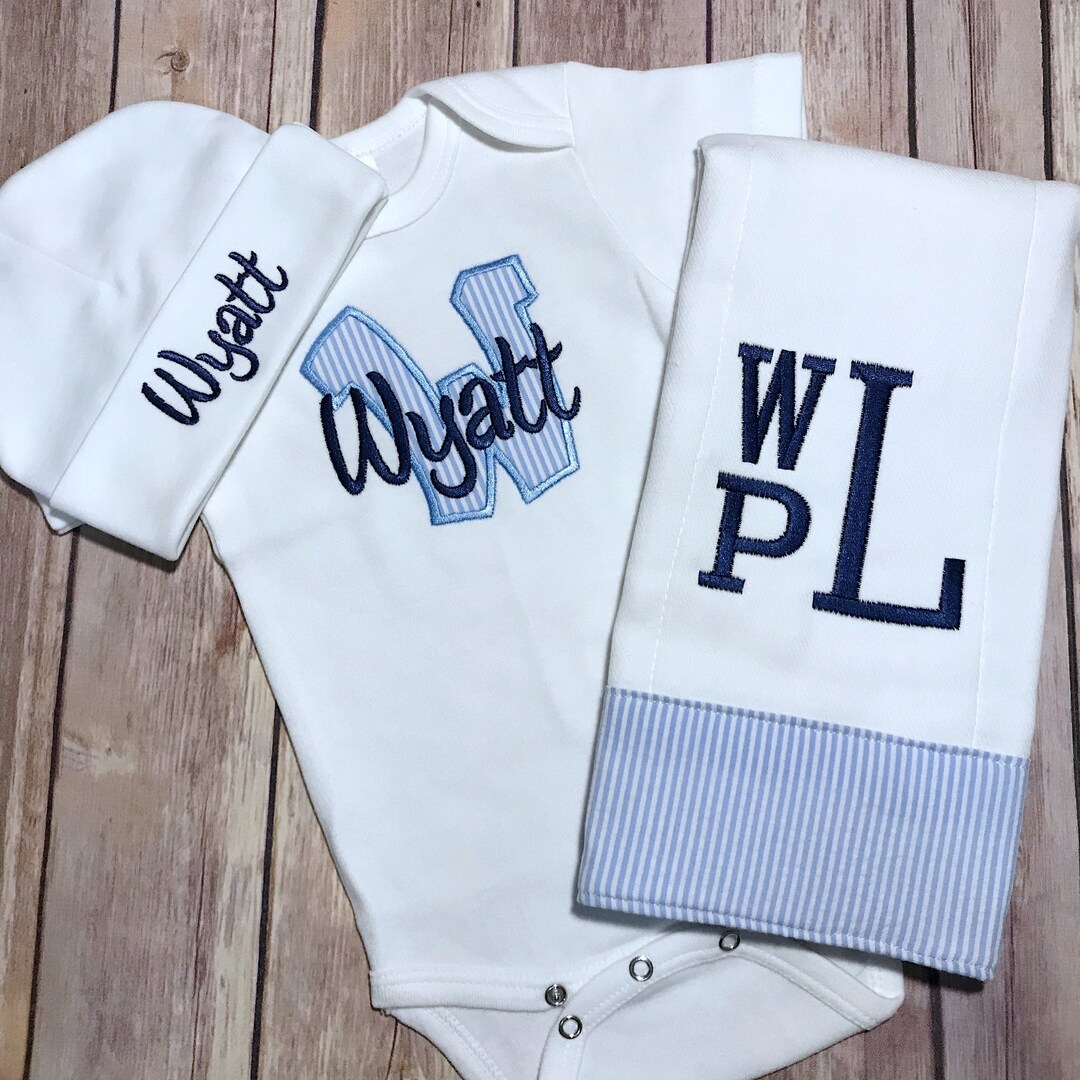 Monogram Baby Boy Outfit: Personalized Newborn Set, Take Home Outfit - Etsy