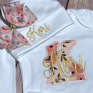 Personalized Baby Gown Baby Girl COMING HOME Outfit Baby Shower Gift Baby Gown Take Home Outfit Newborn Baby Girl Outfit  Monogram Baby