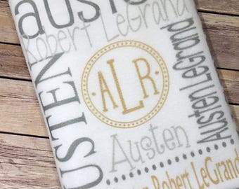 Personalized Name Blanket: Custom Minky or Fleece Baby Bedding