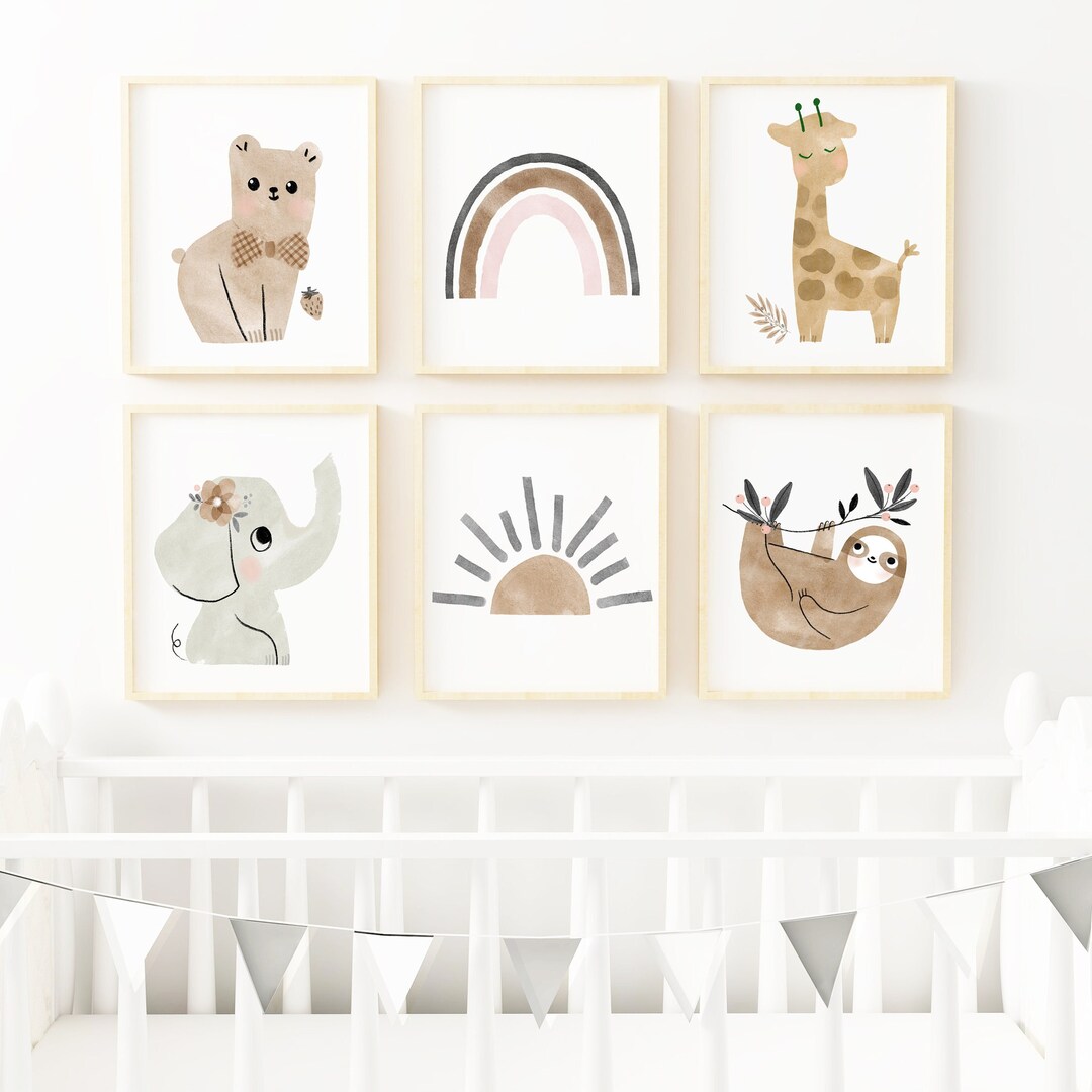 Boho Nursery Decor Set of 6 Boho Kids Room Art Neutral Color Print ...