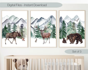 Waldtiere Nursery Prints | Bergwald Dekor (Digitaler Download)