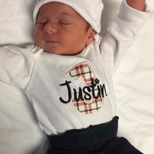 Baby Boy COMING HOME Outfit Personalized Newborn Clothing Gift Personalized Baby Outfit , Take Home Outfit Newborn Baby Boy Outfit