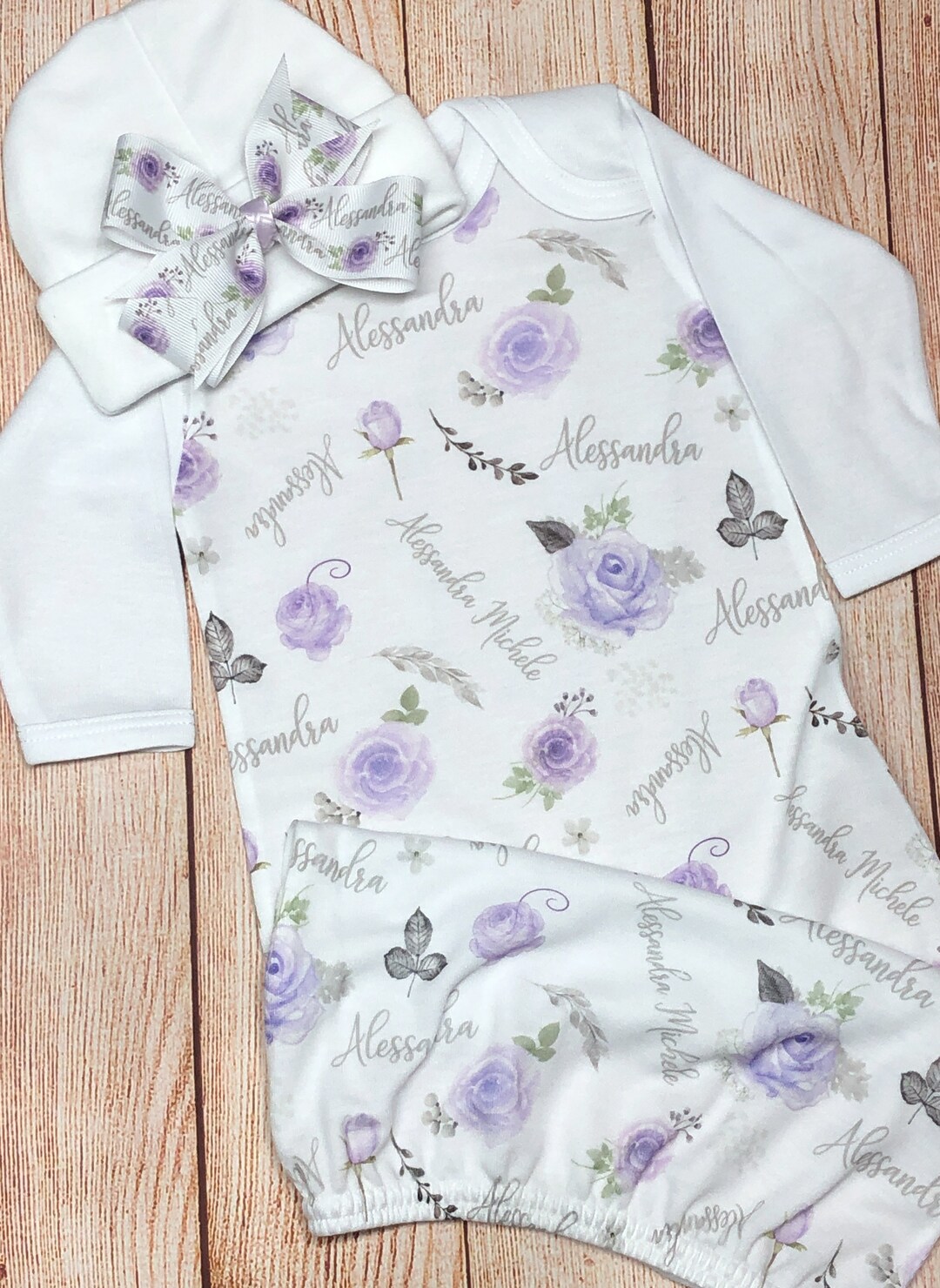 Lavender Floral Baby Blanket Personalized Baby Blanket Baby Etsy