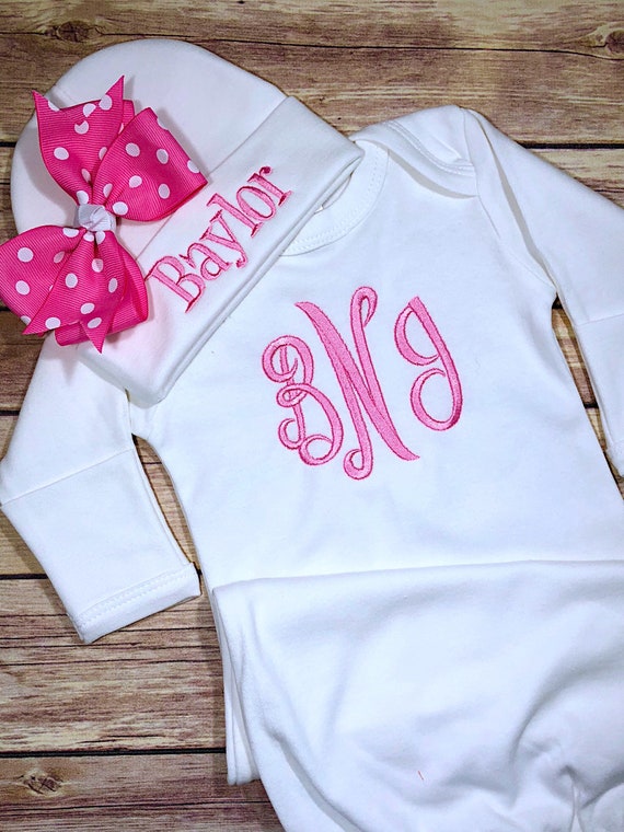 Personalized Coming Home Outfit Monogram Clothing Gift Coral Etsy