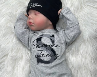 Newborn Boy Coming Home Outfit Camo, Coming Home Outfit for Baby Boy Baby Boy Gift, Going Home Outfit Baby Boy, Newborn Boy Gown and Hat Set