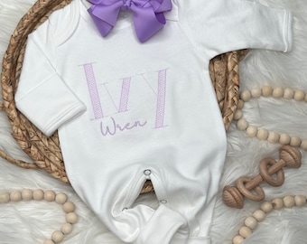 Personalized Lavender Outfit for Baby Girl Coming Home Outfit Girl, Newborn Girl Outfit, Infant Girl Coming Home Outfit Baby Shower Gift